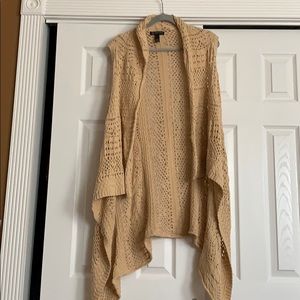 Beige crochet sleeveless asymmetrical vest